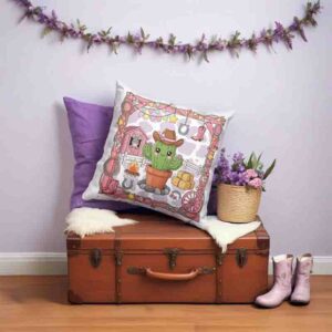 Cojín decorativo infantil con adorno vaquero Mod. Cactus del Oeste