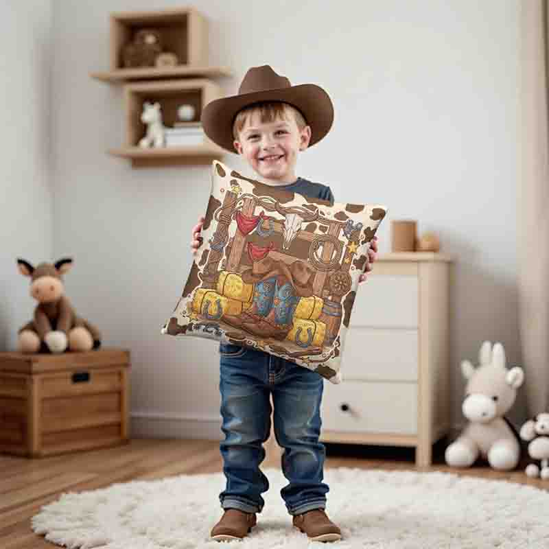 Cojines infantiles vaquero para recámara Mod. Pasos vaqueros