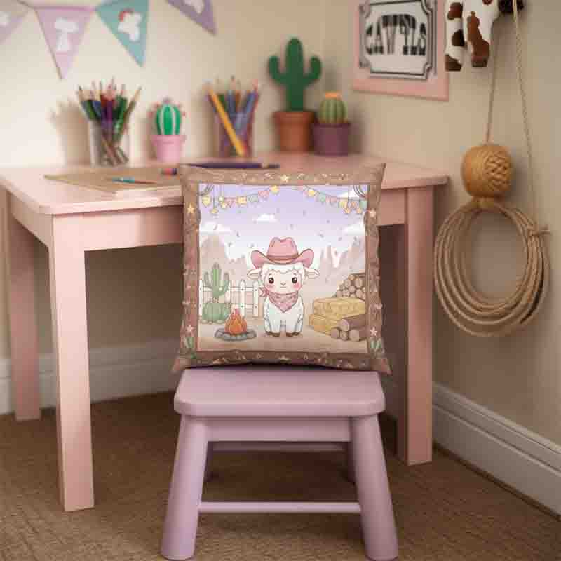 Cojín decorativo vaqueritos para sala infantil Mod. Pastorcita vaquera - Imagen 2