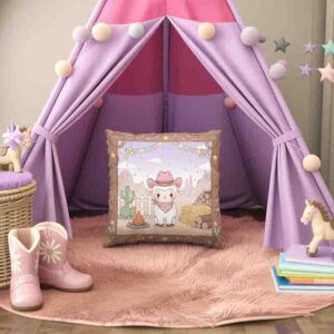 Cojín decorativo vaqueritos para sala infantil Mod. Pastorcita vaquera