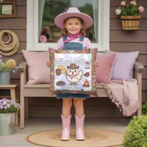 Cojines cama con diseño vaquero Mod. Pollita Rodeo