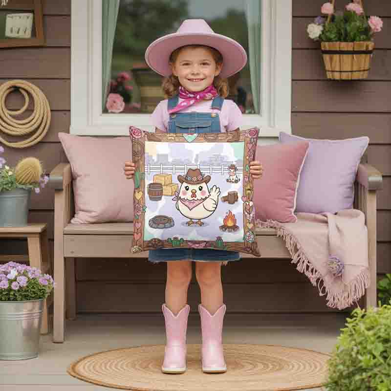 Cojines cama con diseño vaquero Mod. Pollita Rodeo