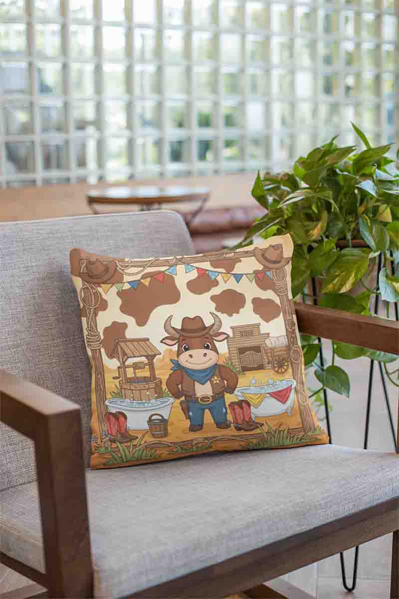 Cojín decorativo infantil con adorno vaquero Mod. Toro Sheriff - Imagen 2