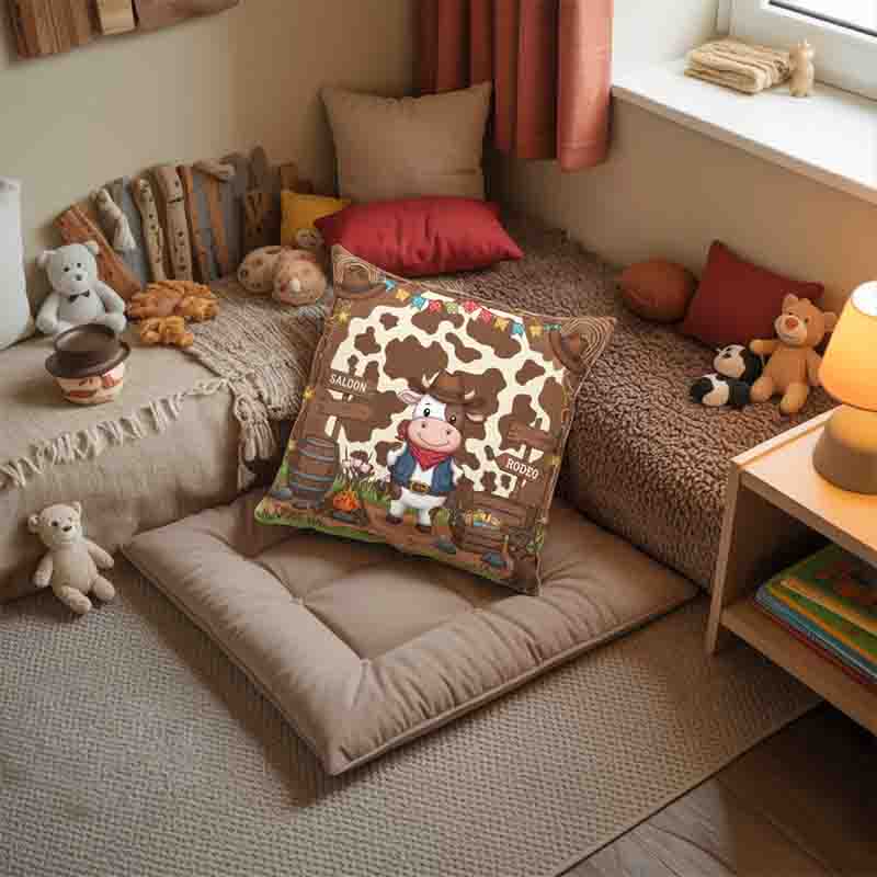 Cojines vaqueros para niños decoración divertida Mod. Toro de Rodeo