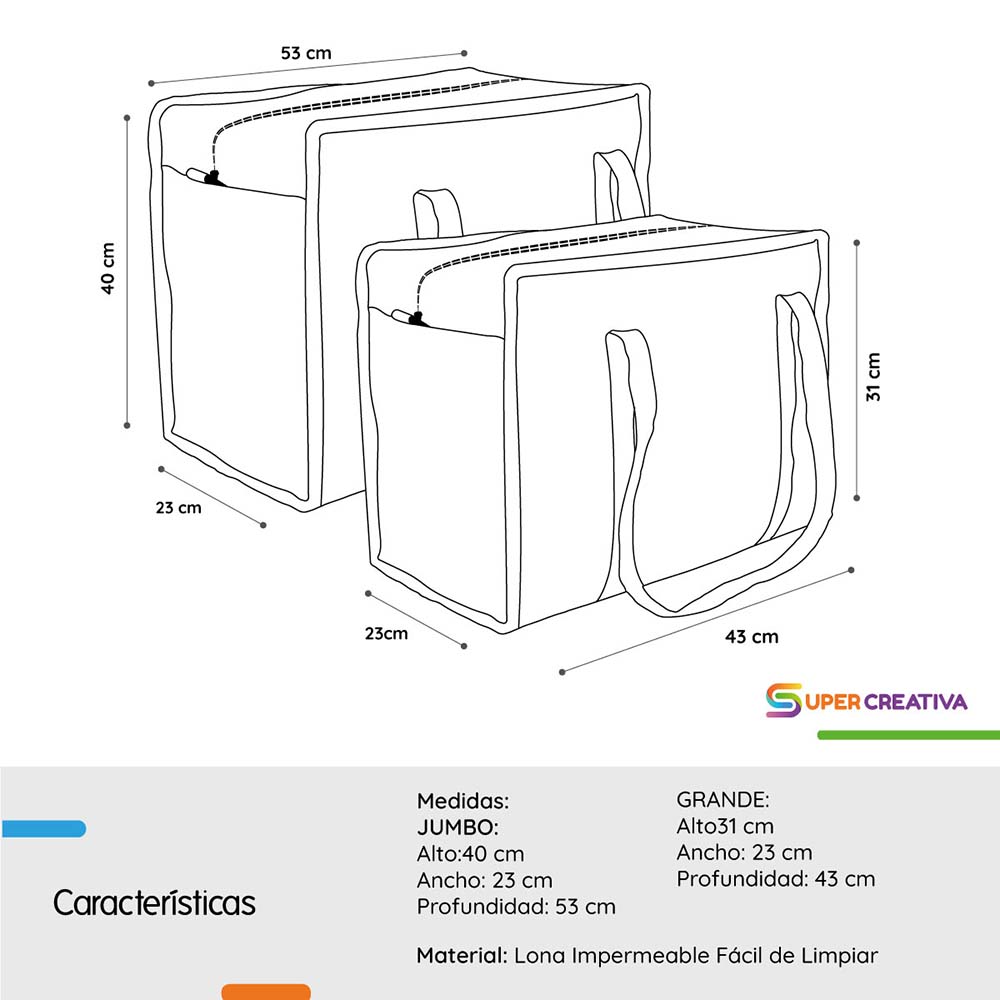 Set De 2 Bolsas De Compras O Mandado Reutilizables De Lona - Imagen 3