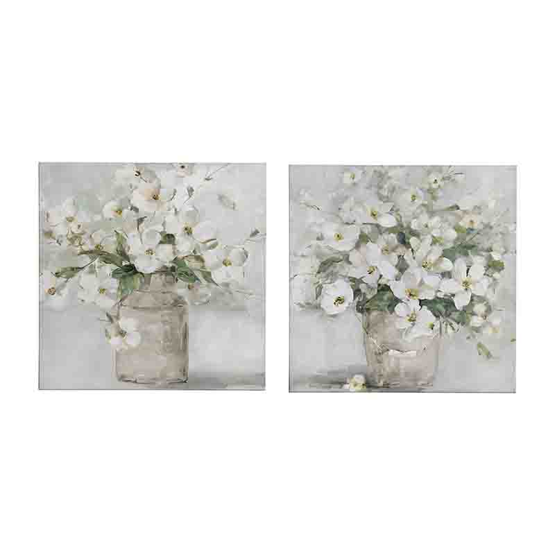 Set 2 cuadros florales canvas vintage delicado - Imagen 3