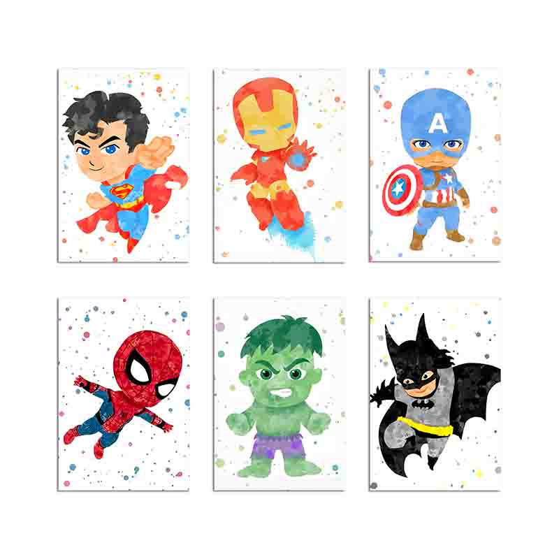 Cuadros decorativos superhéroes niños set 6 placas - Imagen 6