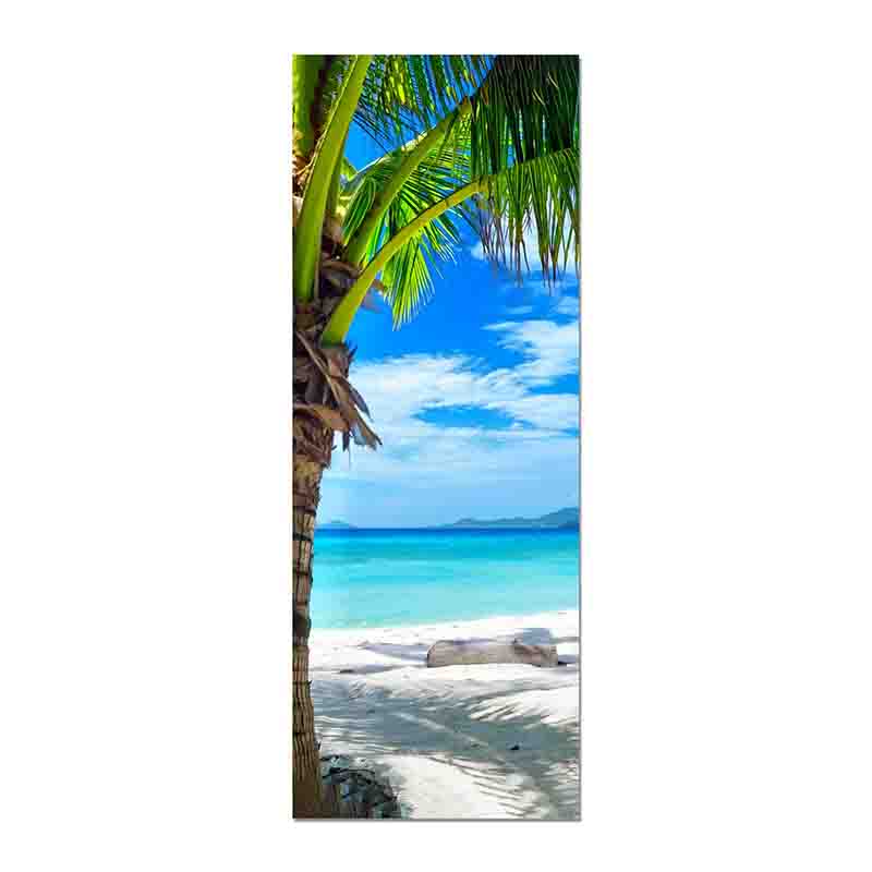 Vinilo Decorativo Puerta Playa Tropical con Palmeras - Imagen 2