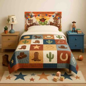 Cabecera individual vaqueros para niño cuarto juvenil Cactus del Rodeo