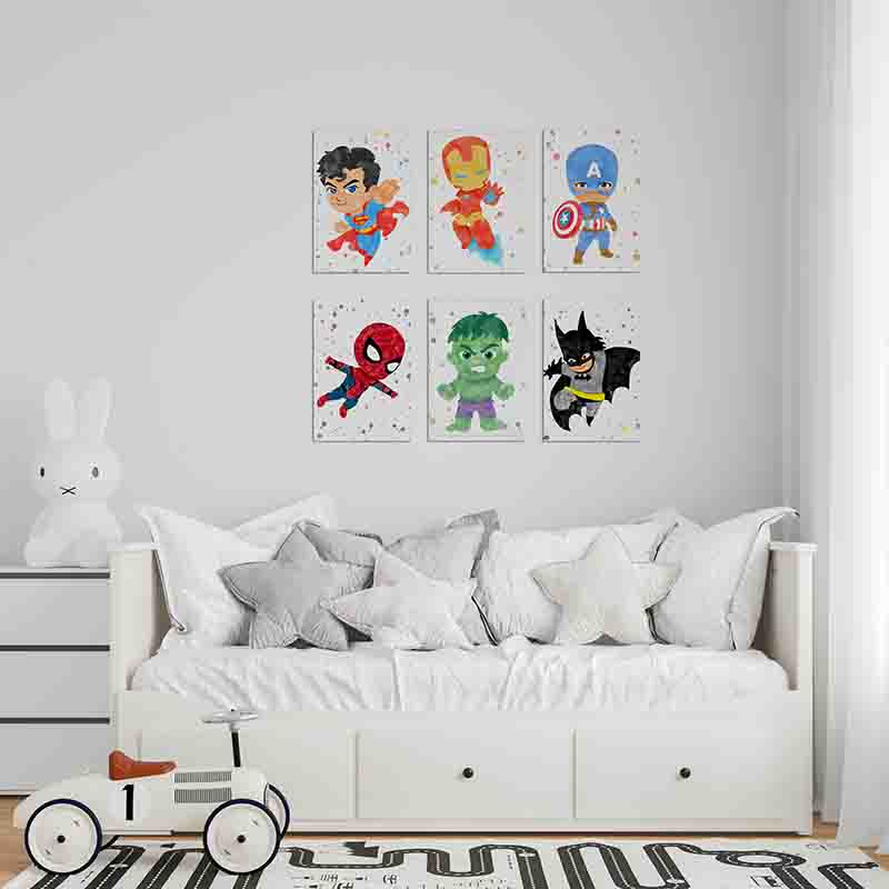 Cuadros decorativos superhéroes niños set 6 placas - Imagen 2