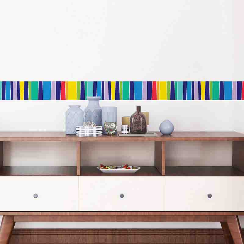Cenefa adhesiva franjas de colores en vinil auto adherible - Imagen 2