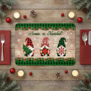 Manteles individuales navideños Duendes Navideños Mod 2. Verde