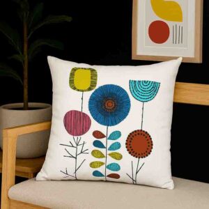 Fundas para cojines de sala Flores Retro Color Terracota Mod.4