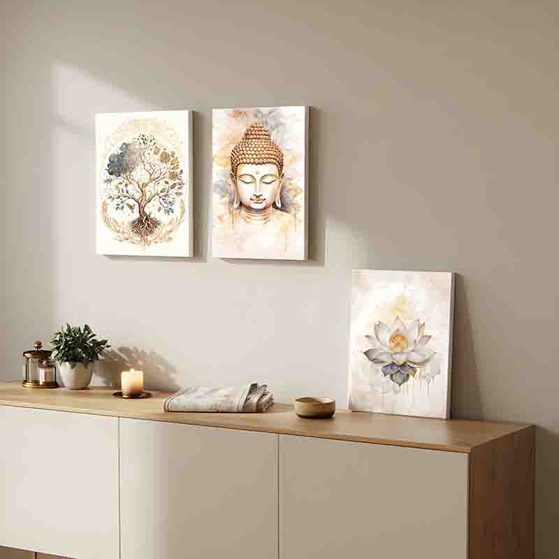 Cuadro tríptico Canvas Buda Estilo Zen con Marco - Imagen 6