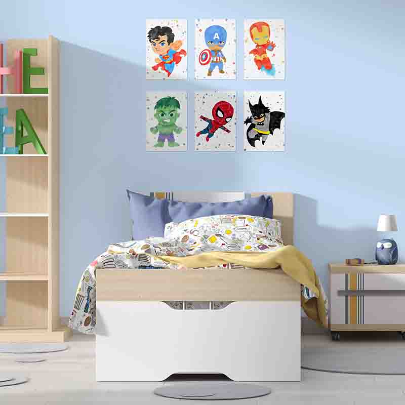 Cuadros decorativos superhéroes niños set 6 placas - Imagen 3