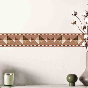 Cenefa adhesiva geométrica madera en vinil tipo madera