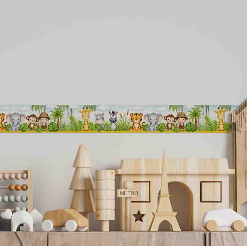 Cenefas Decorativas Vinil Animales Tiernos de Safari
