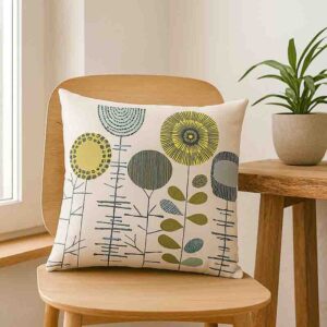 Fundas para Cojines Modernas con Flores Estilo Color Turquesa Mod.2