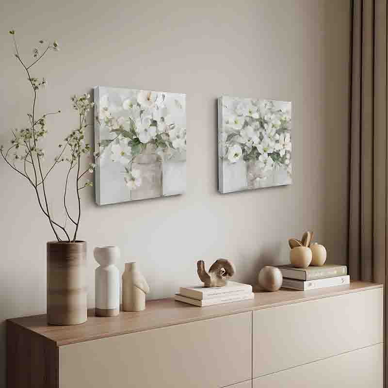 Set 2 cuadros florales canvas vintage delicado - Imagen 4