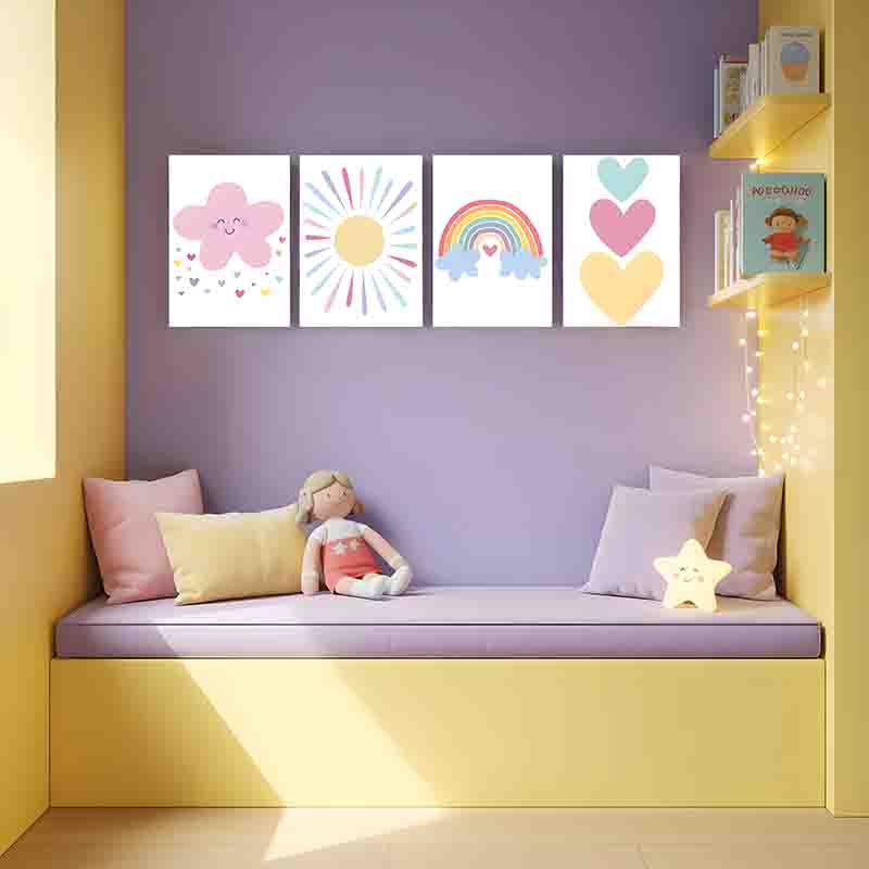 Set 4 Cuadros Infantiles para Cuarto de Bebé MDF con Vinil - Imagen 2