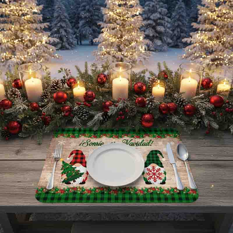 Manteles individuales navideños Duendes Navideños Mod 2. Verde - Imagen 2