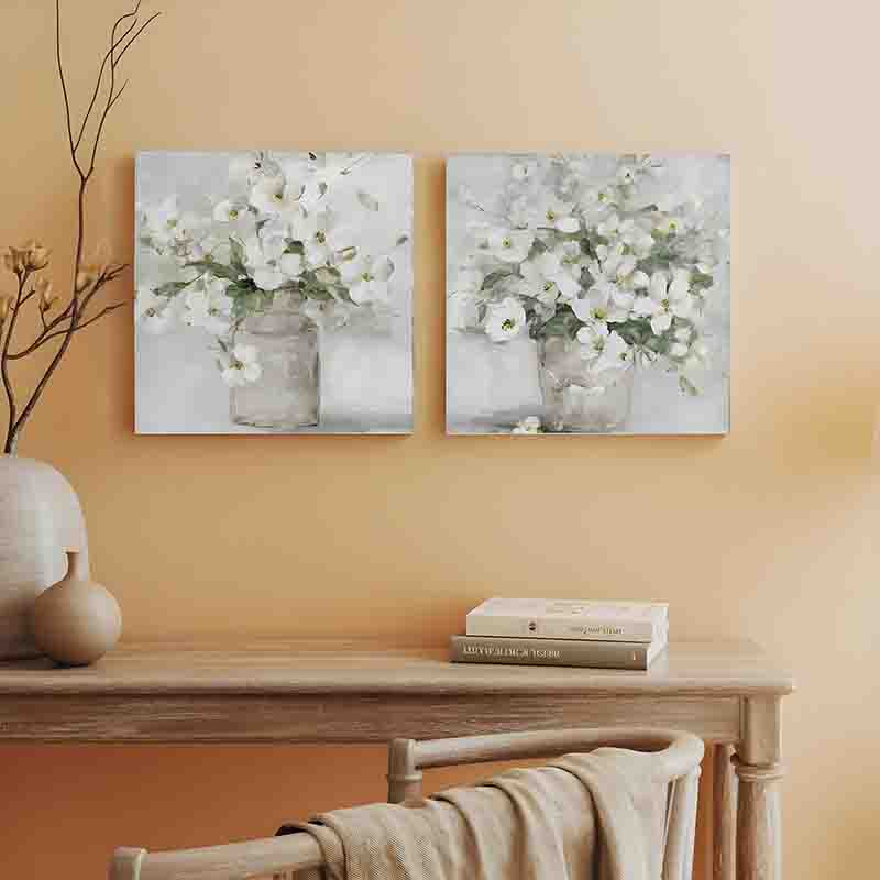 Set 2 cuadros florales canvas vintage delicado - Imagen 5