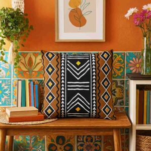 Fundas de cojines Diseño Tribal Étnico en Colores Cálidos Mod.3