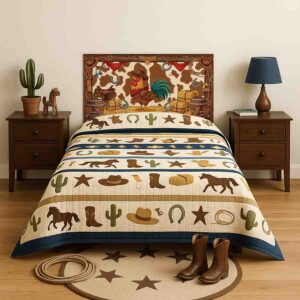 Cabeceras individuales vaqueros para niños recámara Gallo del Rancho