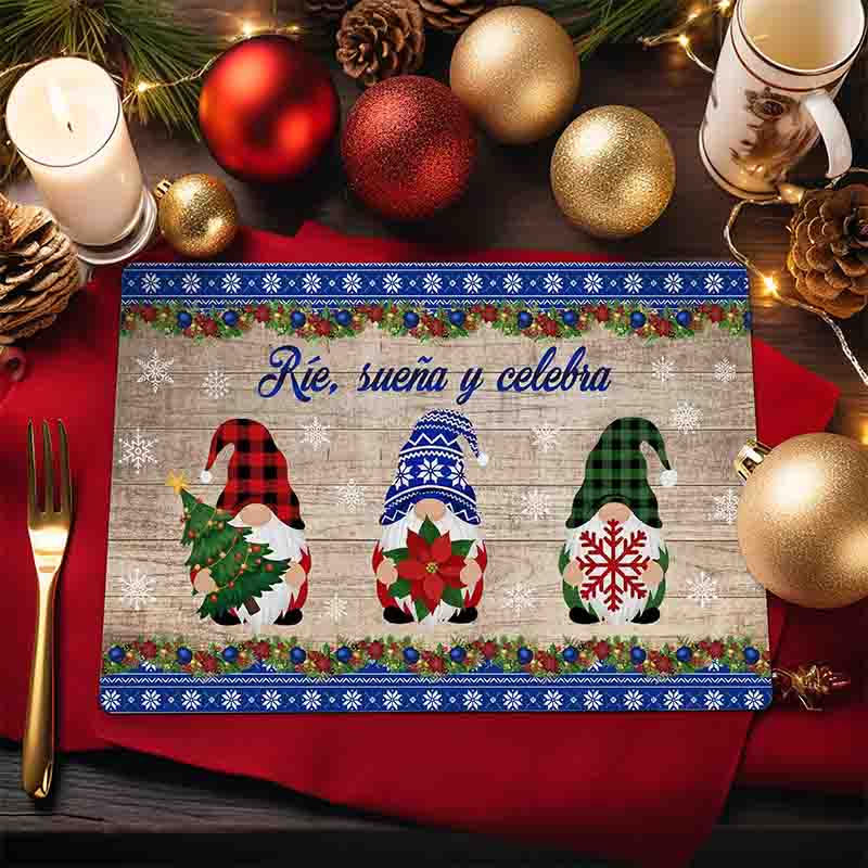 Manteles individuales navideños Duendes Navideños Mod 3. Azúl