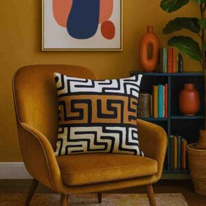 Fundas Cojines Tribal Boho Marrón Negro y Mostaza Mod.6