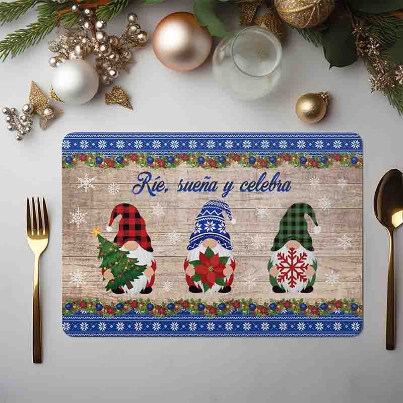 Manteles individuales navideños Duendes Navideños Mod 3. Azúl - Imagen 2