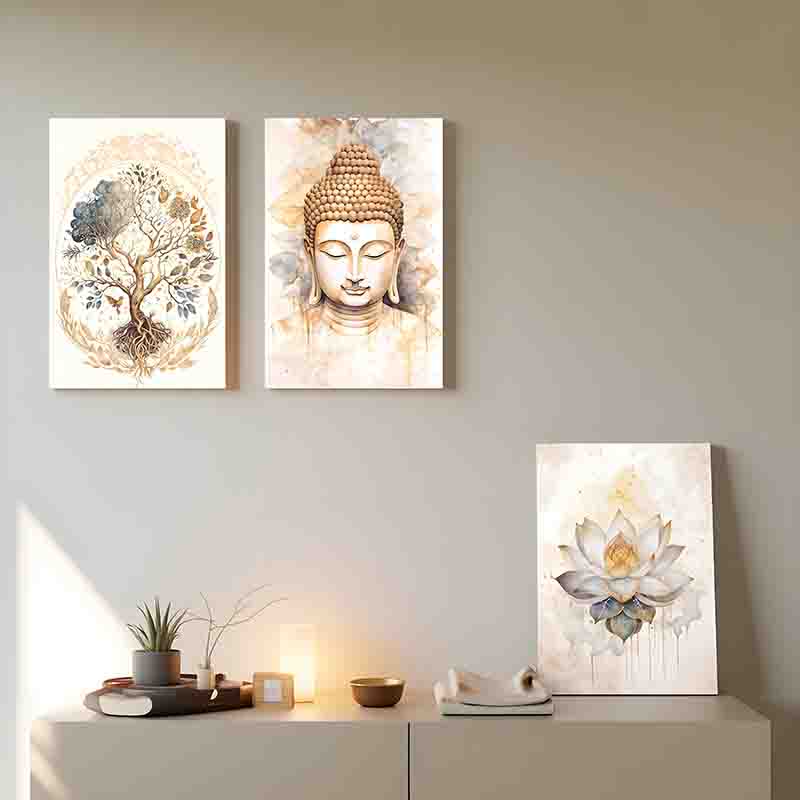 Cuadro tríptico Canvas Buda Estilo Zen con Marco - Imagen 8
