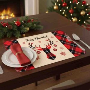 Manteles individuales navideños Navidad Clásica Mod. Reno y esferas