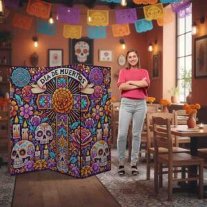 Biombo de madera decorativo dia de muertos Mod. Altar de Calaveras