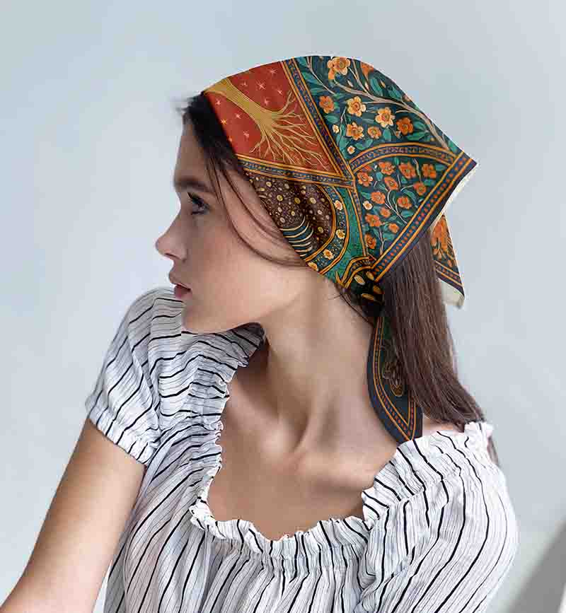 Pañuelo místico árbol dorado para dama Cuello o cabello Arabella - Imagen 4