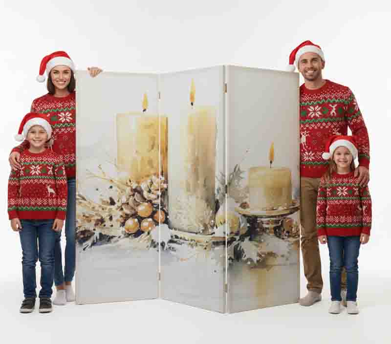 Biombo plegable decorativo navideño Calidez en Nochebuena - Imagen 3