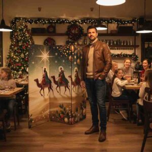 Biombos plegables de madera feliz navidad Camino de las Estrellas