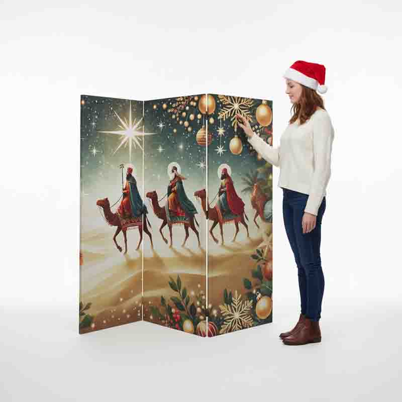 Biombos plegables de madera feliz navidad Camino de las Estrellas - Imagen 3