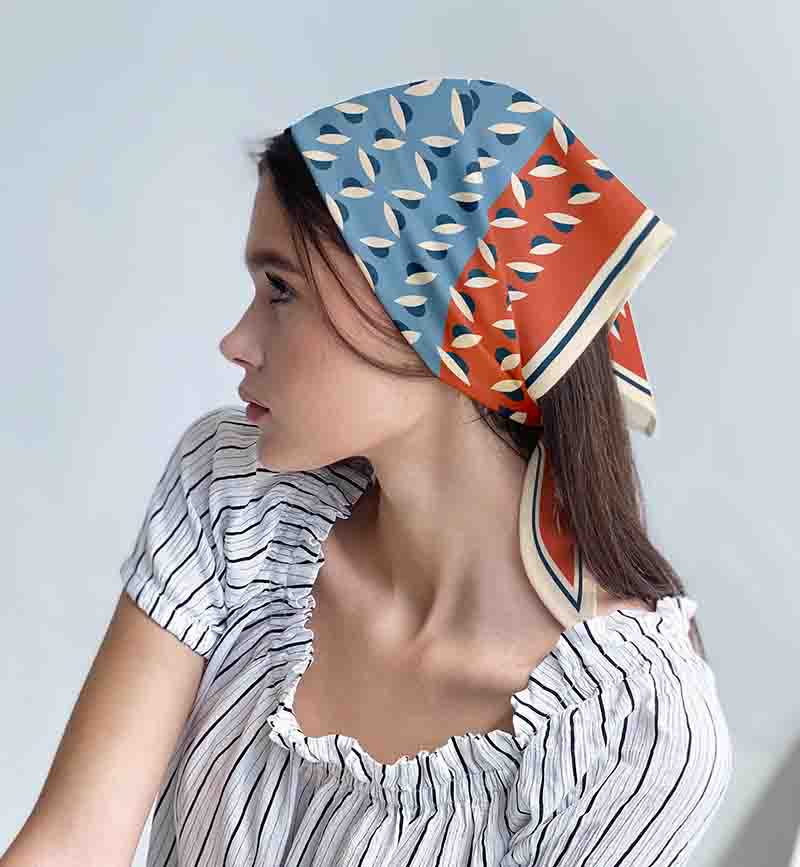 Mascada roja y azul para mujer estilo moderno elegante Carmina - Imagen 2