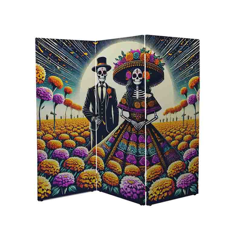 Biombos plegables decorativo dia de muertos Mod. Catrina y Cempasúchil - Imagen 4