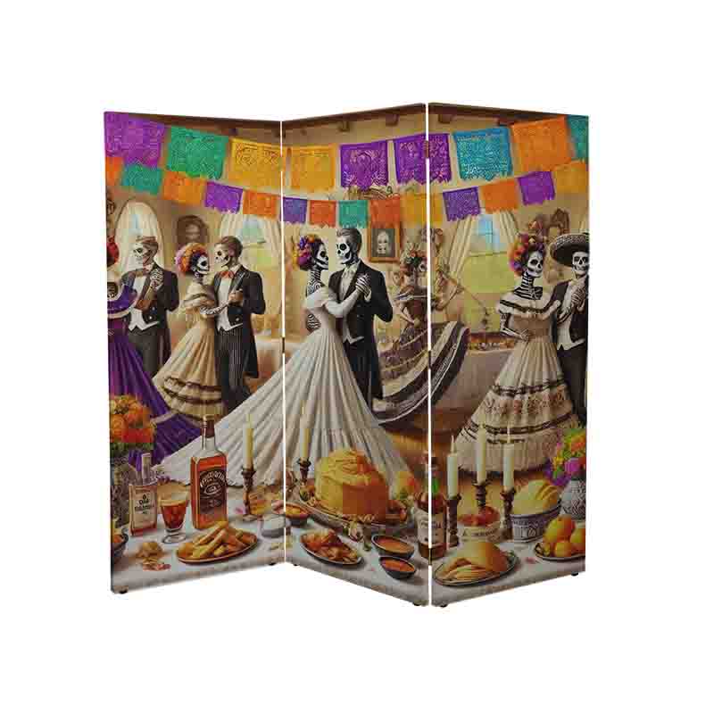 Biombo separador plegable dia de muertos Mod. Catrinas bailarinas - Imagen 3