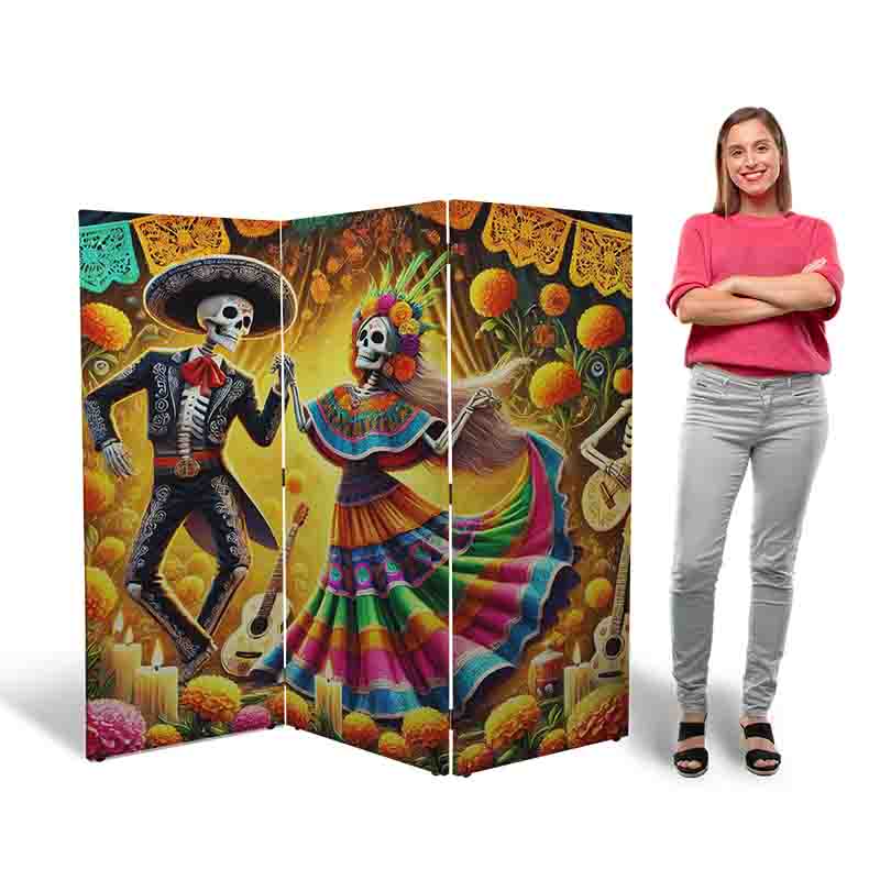 Biombo separador plegable dia de muertos Mod. Fiesta de las Sombras - Imagen 4