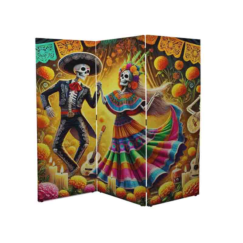 Biombo separador plegable dia de muertos Mod. Fiesta de las Sombras - Imagen 3