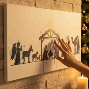 Nacimiento de navidad Cuadro canvas minimalista Acuarela