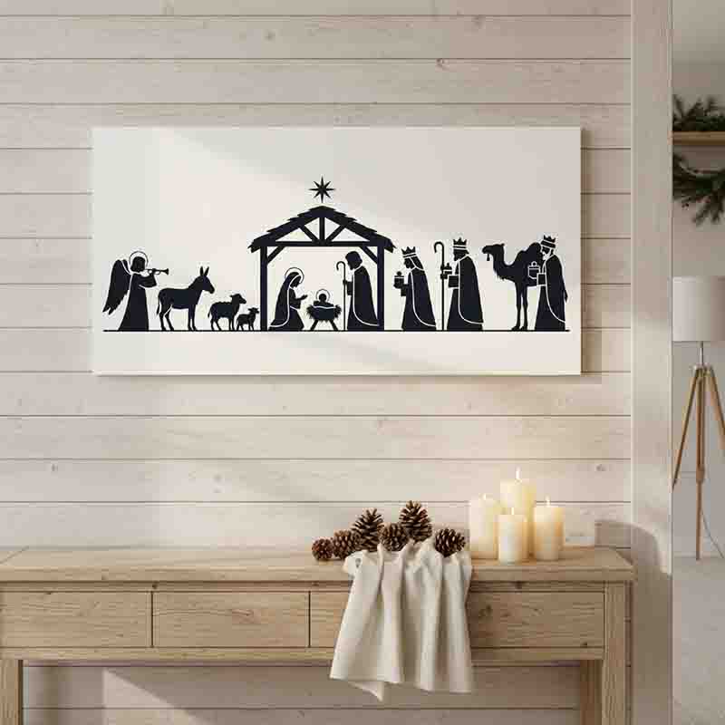 Nacimiento navideño elegante Cuadro decorativo Blanco - Imagen 5