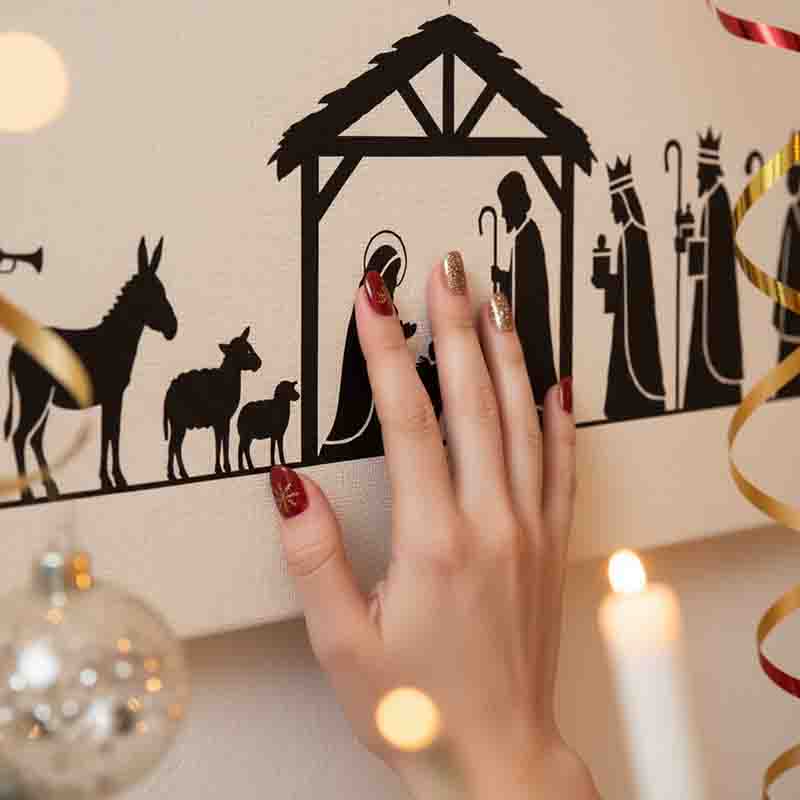 Nacimiento navideño elegante Cuadro decorativo Blanco - Imagen 2
