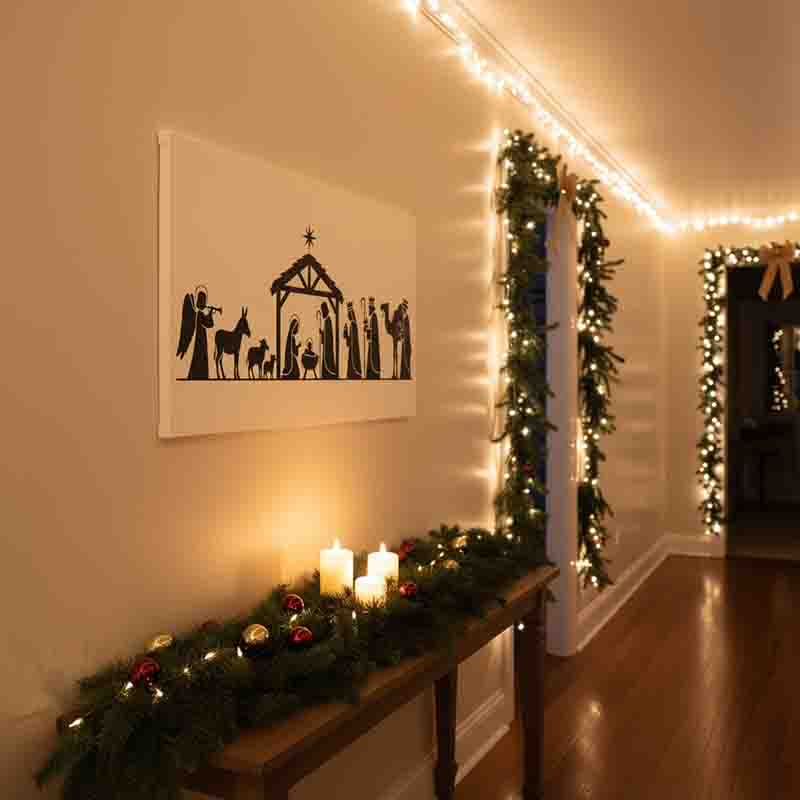 Nacimiento navideño elegante Cuadro decorativo Blanco