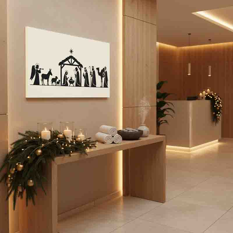 Nacimiento navideño elegante Cuadro decorativo Blanco - Imagen 4