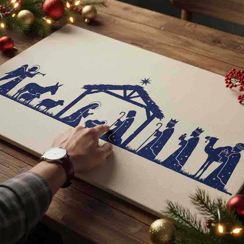 Cuadro para sala nacimiento navideños original Estrellas
