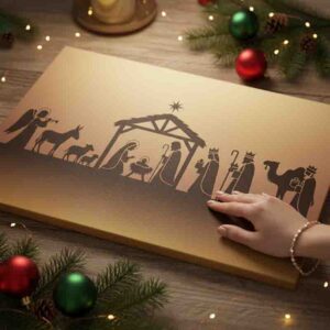 Pintura canvas de navidad nacimiento de Jesús moderno Sepia